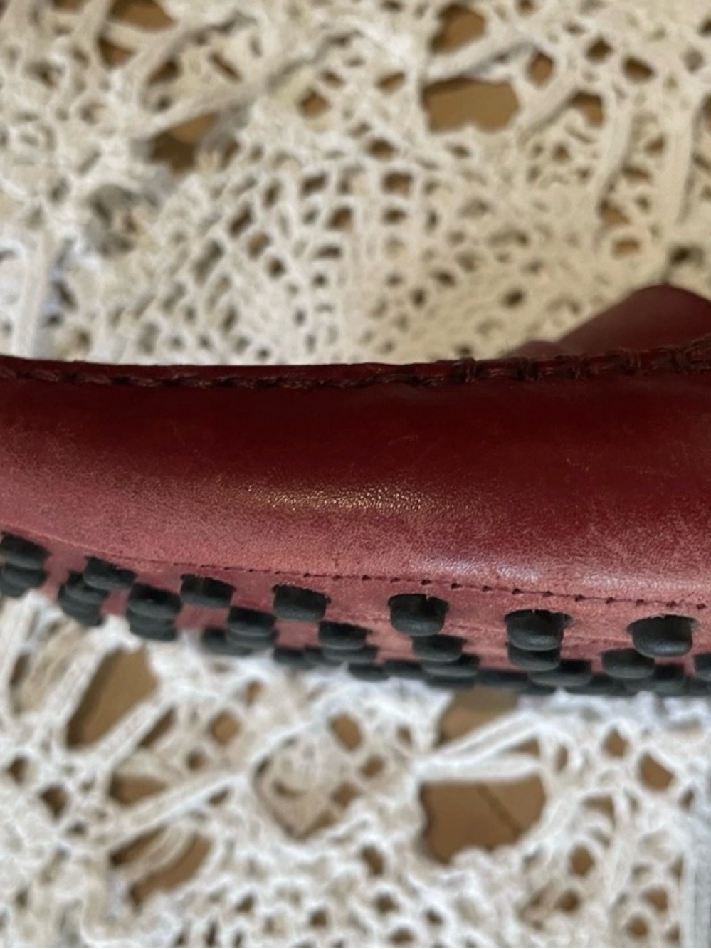 Tod's Women's Red Leather Loafer Slip-On Rubber Sole Shoes Size 7 - Picture 9 of 13
